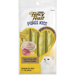 Photo of Fancy Feast Cat Food Puree Kiss Tuna Puree with Chicken Flakes 4 Pack