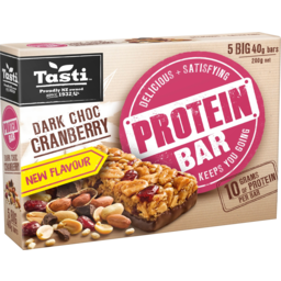 Photo of Tasti Dark Choc Cranberry Protein Bars 5 Pack 200g