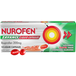 Photo of Nurofen Zavance Fast Pain Relief Liquid Capsules 200mg Ibuprofen 10 Pack 