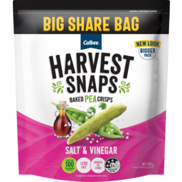 Photo of Calbee Harvest Snaps Baked Pea Crisps Salt & Vinegar Big Share Bag 230g
