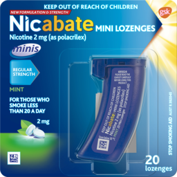 Photo of Nicabate Mini Lozenge Quit Smoking Nicotine 2 Mg Regular Strength Mint 20 Pack