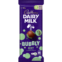 Photo of Cadbury Dairy Milk Bubbly Mint Milk Chocolate Block 160g