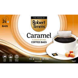 Photo of Robert Timms Caramel Flavour Infused Coffee Bags 24 Pack 146g