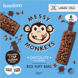 Photo of Freedom Messy Monkeys Chocolate Flavoured Rice Puff Bars 6 Pack 120g