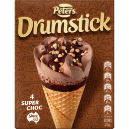 Photo of Peters Drumstick Super Choc Ice Creams 4 Pack 475ml