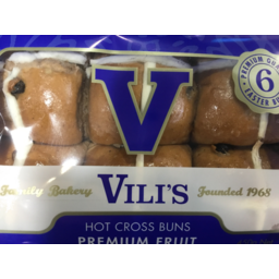 Photo of Vili's Hot Cross Buns Premium Fruit 6 Pack 450g 