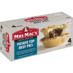 Photo of Mrs Mac's Potato Top Beef Pies 4 Pack 760g 760g