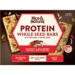 Photo of Nice & Natural Protein Nut Bars With Whole Seeds Coconut & Goji Berry 5 Pack 150g
