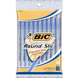 Photo of Bic Round Stic Blue Medium Point Pens 10 Pack