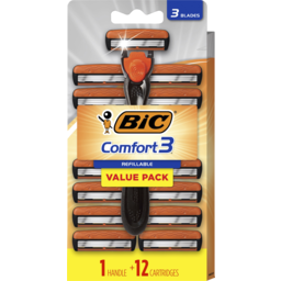 Photo of Bic Hybrid Comfort Shaver 3 Blade Handle 12 Pack