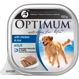 Photo of Optimum Adult Wet Dog Food Chicken And Rice 12x100g Trays 12.0x100g
