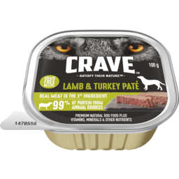 Photo of Crave Grain Free Wet Dog Food Lamb & Turkey Pate Tray