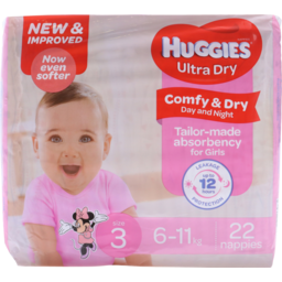 Photo of Huggies Ultra Dry Nappies Crawler Girl Size 3 22pk