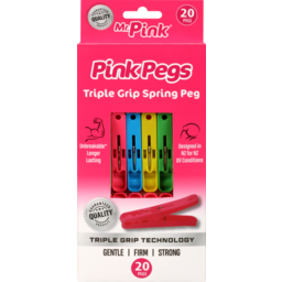 Photo of Mr. Pink Pink Pegs Triple Grip Spring Peg 20 Pack 