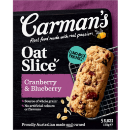 Photo of Carmans Cranberry & Blueberry Oat Slice 5 Pack 175g