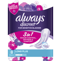 Photo of Always Discreet Long Plus 8 Pads For Bladder Leaks And Adult Incontinence