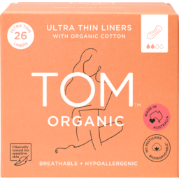 Photo of Tom Organic Ultra Thin Liners With Organic Cotton 26 Pack 26