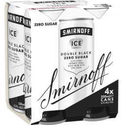 Photo of Smirnoff Ice Double Black Zero Sugar 6.5% 4x330ml 4.0x330ml