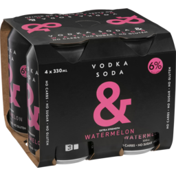 Photo of Vodka Soda & Black Watermelon % X 4 4 X 330ml