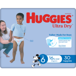 Photo of Huggies Ultra Dry Nappies For Boys 16kg & Over Size 6 30 Pack