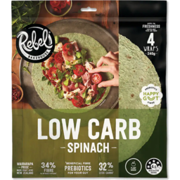 Photo of Rebel Bakehouse Wraps Low Carb Spinach 6 Pack