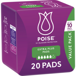 Photo of Poise Pads For Bladder Leaks Extra Plus 20 Pack