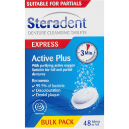 Photo of Steradent Active Plus Denture Cleanser Tablets 48 Pack