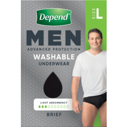 Photo of Depend Men Brief Large Black Washable Underwear Single Pack