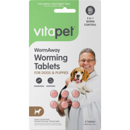 Photo of Vitapet Wormaway Worming Tablets For Dogs & Puppies 6 Pack