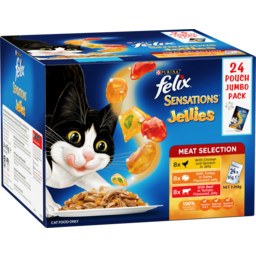 Photo of Purina Felix Sensations Jellies Meat Selection Cat Food Pouches Multipack 24x85g