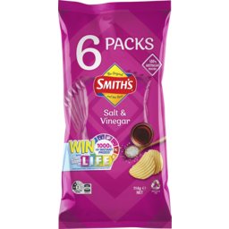Photo of Smith's Crinkle Cut Potato Chips Salt & Vinegar 6 Pack 114g 114g