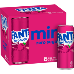 Photo of Fanta Zero/Diet/Light Fanta Raspberry Zero Sugar Soft Drink Multipack Mini Can