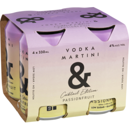 Photo of Vodka Soda & Vodka Passionfruit Martini Cocktail 4% X 4 4x330ml