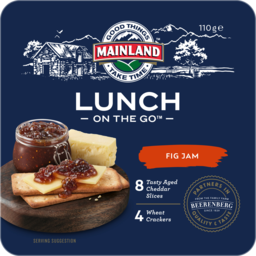 Photo of Mainland On The Go Lunch Tasty Aged Cheddar Cheese Slices With Fig Jam And Wheat Crackers