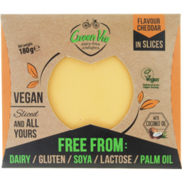 Photo of Green Vie Cheddar Flavour Vegan Slices With Coconut Oil 180g