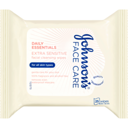 Photo of Johnson & Johnson Johnson's Face Care Daily Essentials Facial Cleansing Wipes Extra Sensitive 25 Pack 