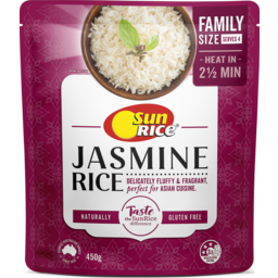 Photo of Sunrice Steamed Jasmine Fragrant White Rice Family Size 450g