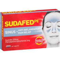 Photo of Sudafed Pe Sinus Pain Relief + Anti Inflammatory Double Action Tablets 20 Pack