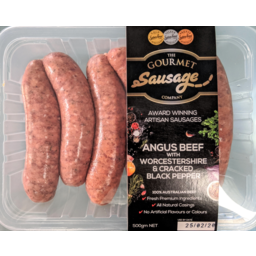 Photo of THE GOURMET SAUSAGE ANGUS BEEF WORCESTERSHIRE CRACKED BLACK PEPPER