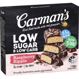 Photo of Carman's Low Sugar & Low Carb Raspberry Ripple 5 Pack 160g