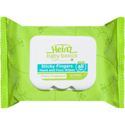 Photo of Heinz Baby Basics Sticky Fingers Hand & Face Wipes Fruity Fragrance 30 Pack 