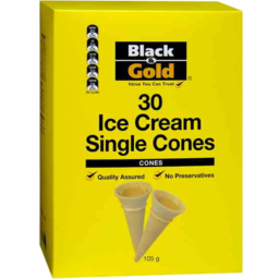Photo of Black & Gold Ice Cream Cones Singles 30pk