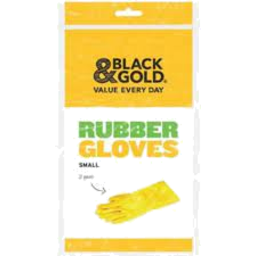 Photo of Black & Gold Rubber Gloves Small 2 pack