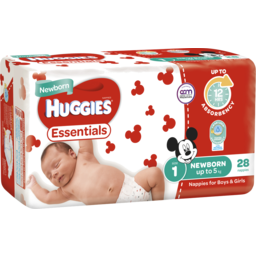 Photo of Huggies Essentials Nappies Newborn Size 1 28s 