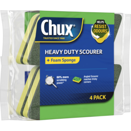 Photo of Chux Heavy Duty Sponge Scourer + Foam Sponge 4 Pack