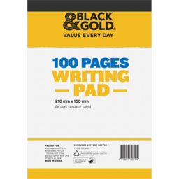 Photo of Black & Gold Writing Pad 210mm X 150mm 100 Page