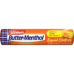 Photo of Soothers Butter Menthol Lozenges Liquid Centre Honey & Lemon 40g