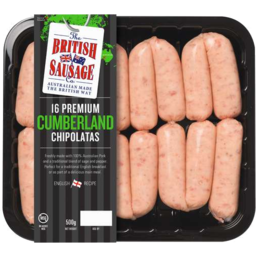 Photo of British Sausage Cumberland Chipolata 500gm