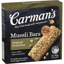 Photo of Carmans Original Fruit Free Muesli Bars 6 Pack