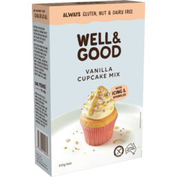 Photo of Well & Good Gluten Nut & Dairy Free Vanilla Cupcake Mix With Icing & Sprinkles 510g